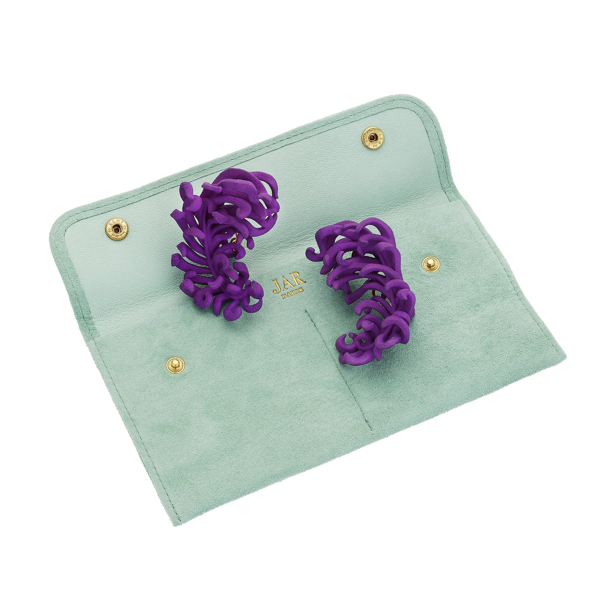 JAR Paris Violet Feather Clip Earrings | Steven Fox Jewelry